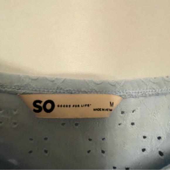 SO Blue Puff Sleeve Smocked Crop Blouse - Picture 3 of 3